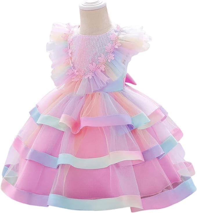 Little Girls Birthday Party Mermaid Dress Layered Skirt Tulle Dress - G0084