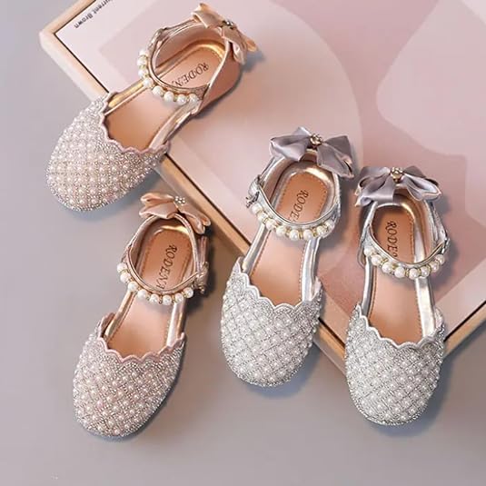 Girls Dress Shoes Mary Jane Style with Pearls - S0036