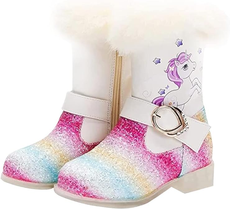 Winter unicorn ankle high boots for girls