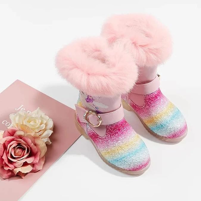 Winter unicorn ankle high boots for girls