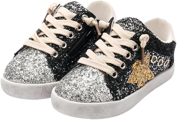 Girls Glitter Sneakers Chic Style Shiny Stars - Back to School Shoes - S0038