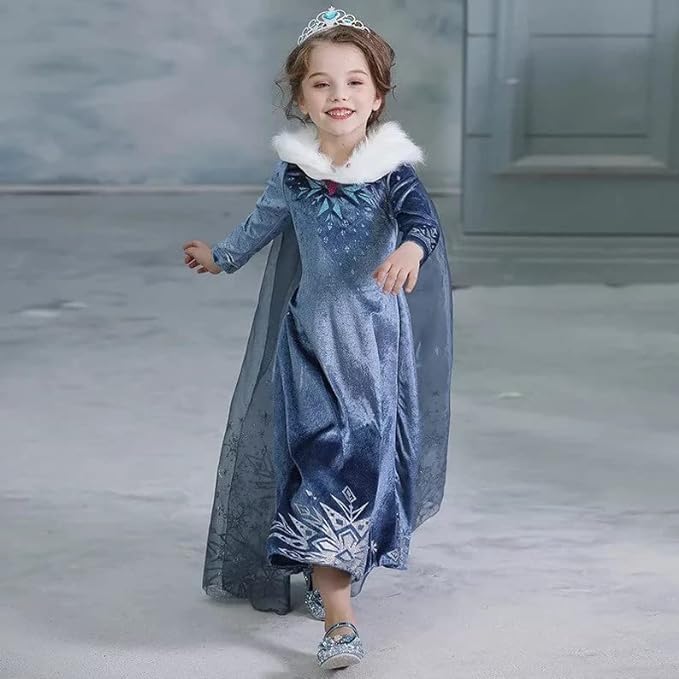 Princess Elsa Frozen Costume with Accessories for Girls - C0002