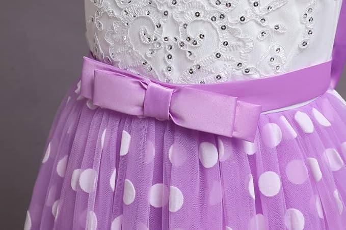 Long Tulle Dress with Polka dots and lace for Bridesmaids and Birthdays - G0090