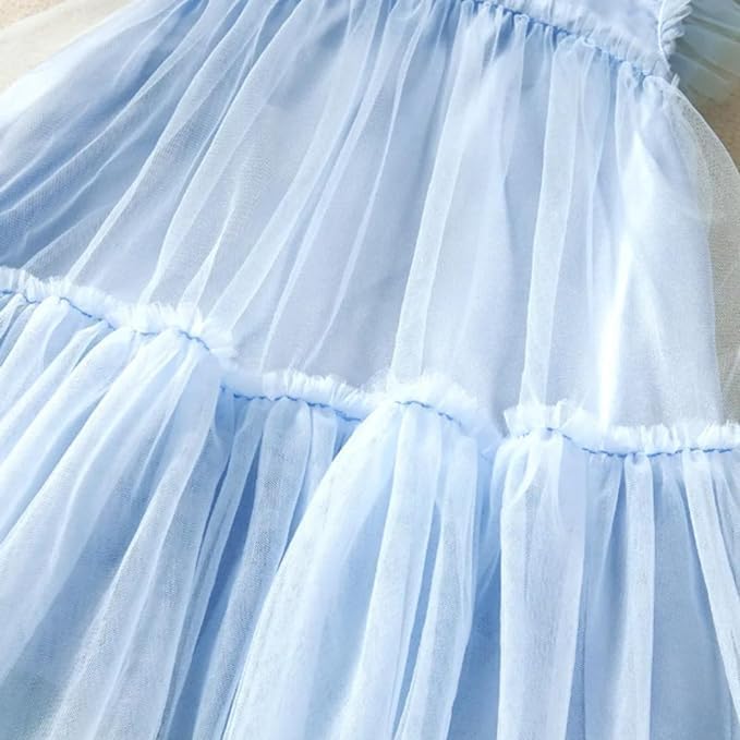 Romantic Light Blue Tulle Dress for Girls - G0106