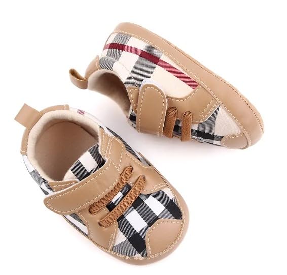 Baby Boys Pre Walker Shoes Anti-Slip Plaid Soft Sole Autumn Spring - S0006