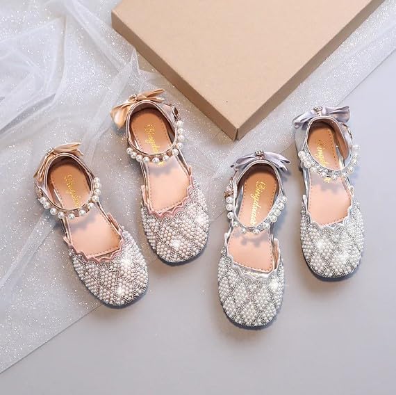 Girl's Princess Dress Shoes Rhinestone Pearls Spring Summer - S0026