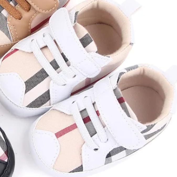 Baby Boys Pre Walker Shoes Anti-Slip Plaid Soft Sole Autumn Spring - S0006