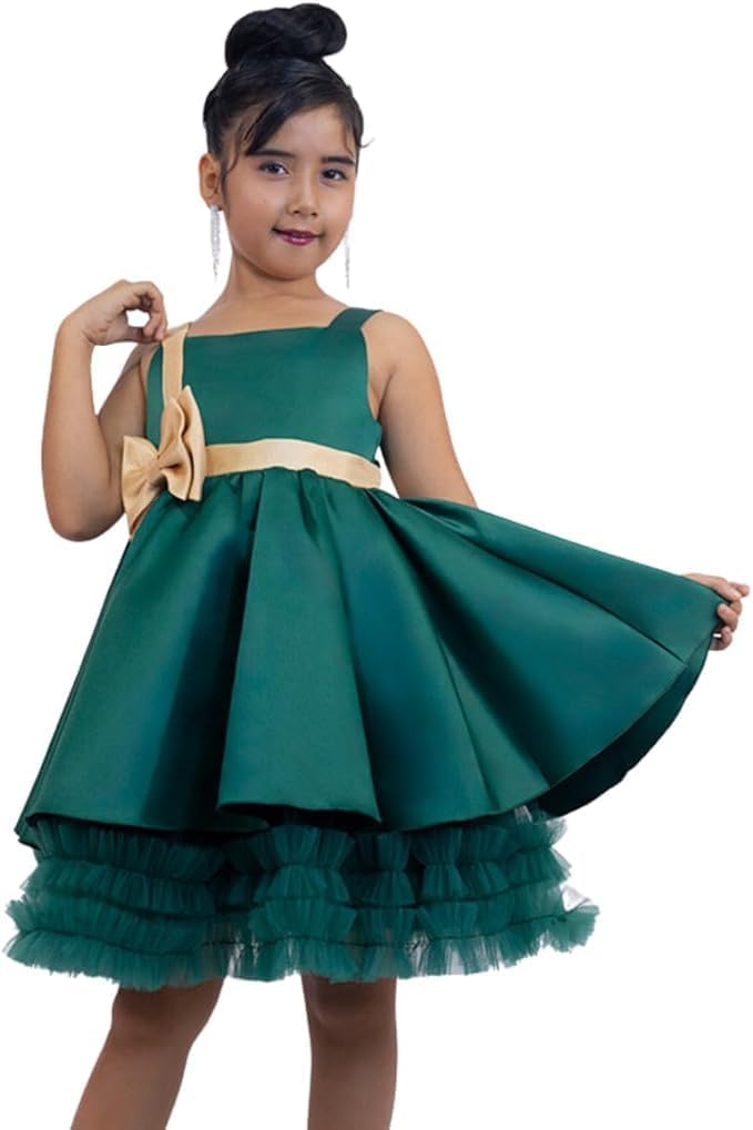 Satin Flower Girl Dress with Bow - Fall dresses for girls - G0112