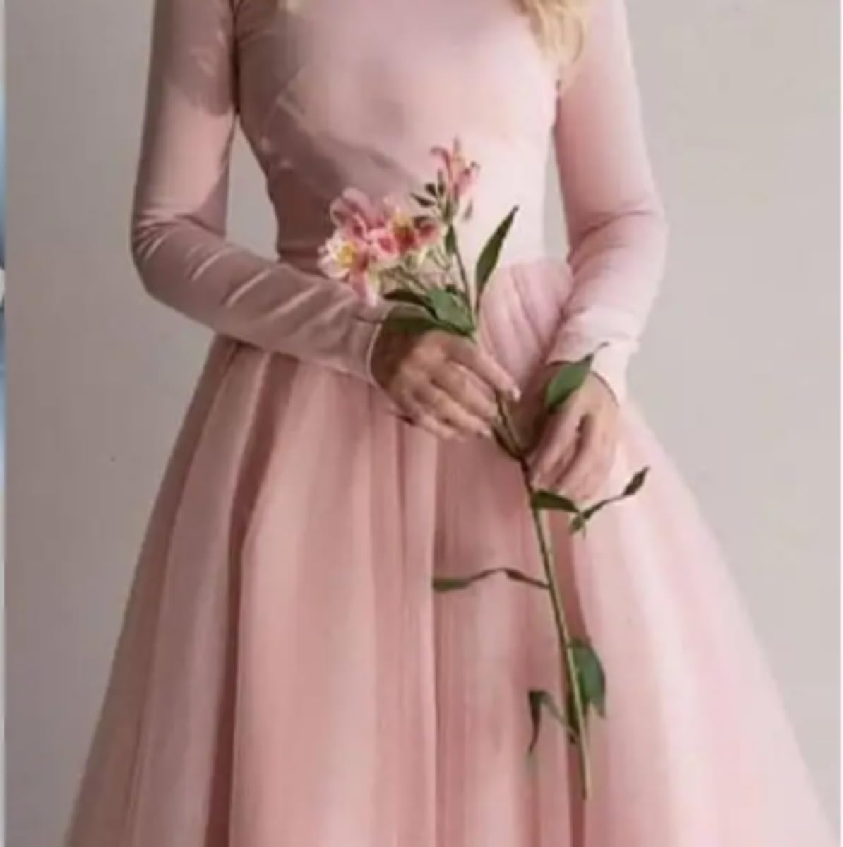 Long Party Dress with Long Sleeves for Women Tea Lenght Dress Elegant Occasion