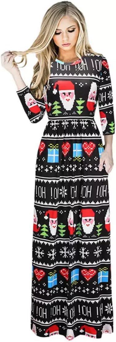 Women's Christmas Long Lenght Dress Long Sleeves Winter Outfit