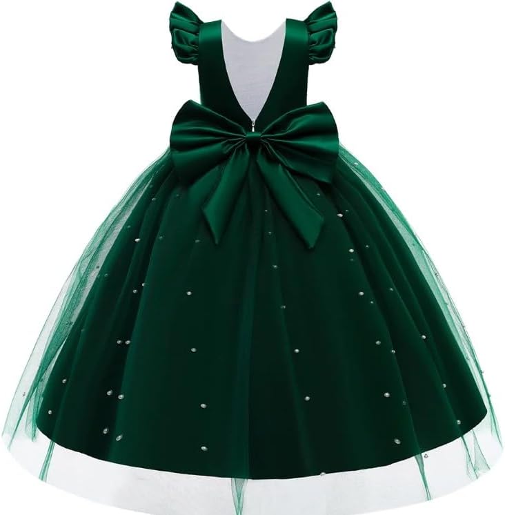 Elegant Satin Dress with Tulle Skirt Overlay and Pearl appliqués - G0030