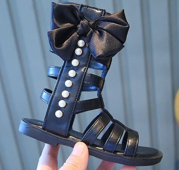 Girls Gladiator Sandals Bowknot Knee High Boots Shoes - S0037