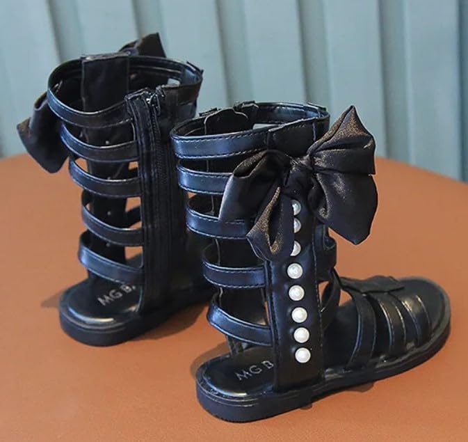 Girls Gladiator Sandals Bowknot Knee High Boots Shoes - S0037