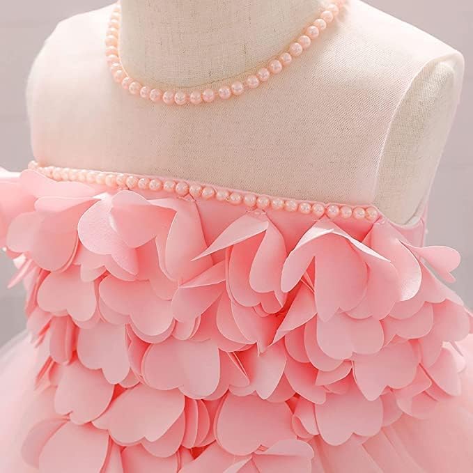 Birthday Tulle Dress for Baby with Flowers and Pearl appliqués - G0019