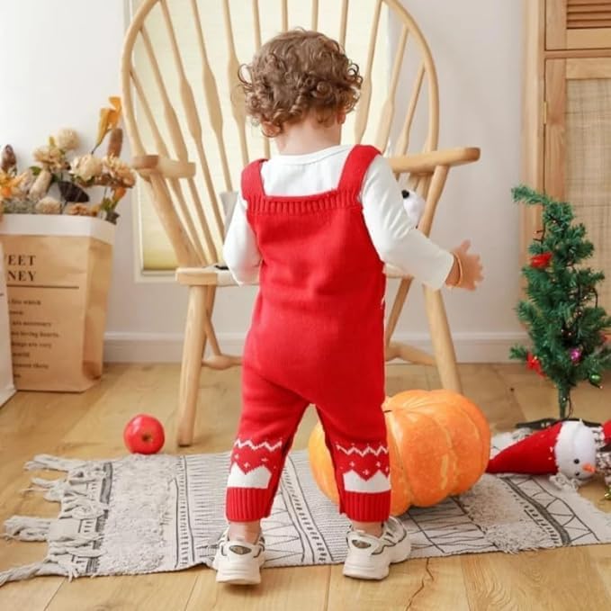 Baby's Christmas Reindeer Knit Romper - B0005