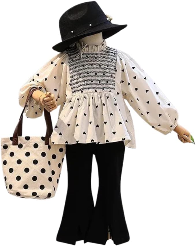 Back to School Outfit Puffy Long Sleeves Shirt + Bell Pants - G0011