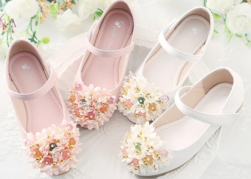 Girls Dress Shoes Mary Jane Flat with Rhinestone - S0034