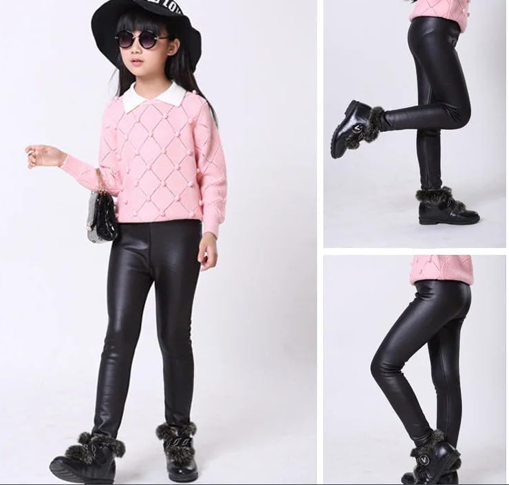 Girls' Winter Faux Leather Leggings - G0076