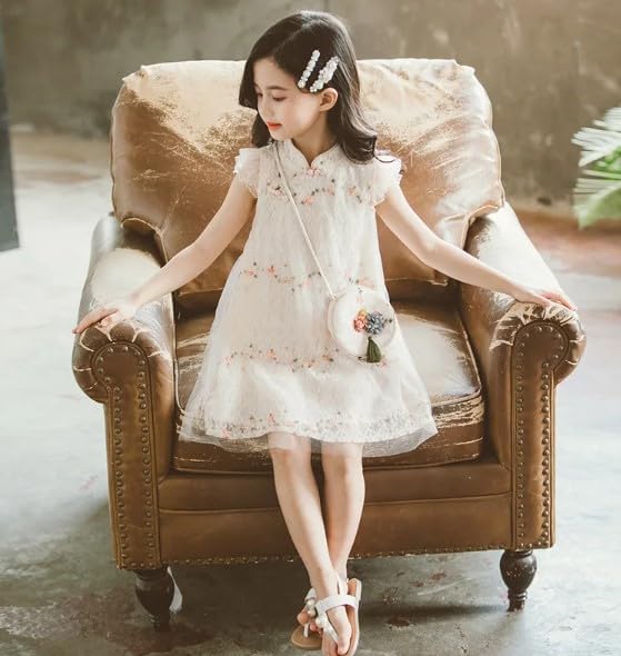 Kimono Dress with Floral Embroidery for Girls - Back to School Clothes G0077