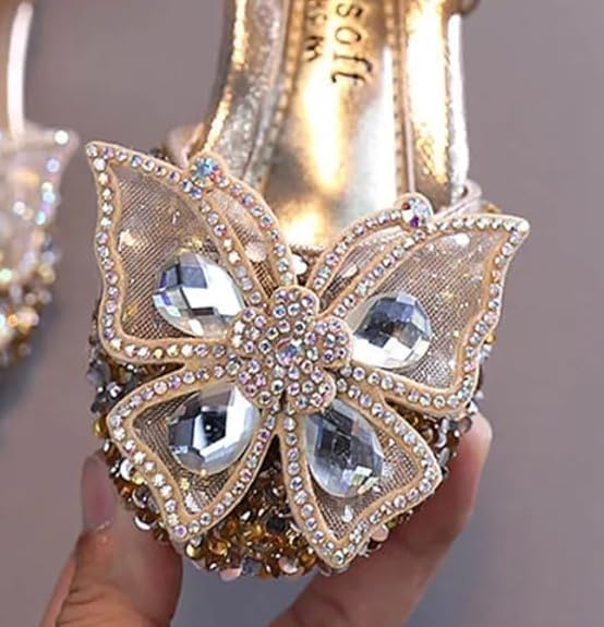 Girls Mary Jane Shoes with Rhinestones Butterfly and Sequin - S0039