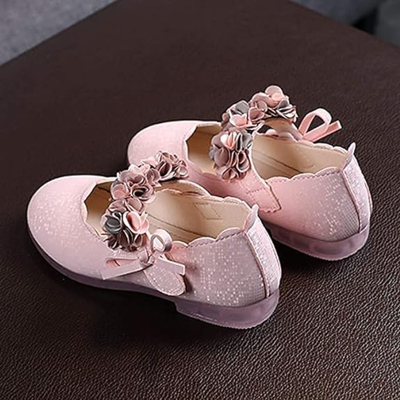 Baby and Girls Dress Shoes Mary Jane Flats with Flowers - S0005