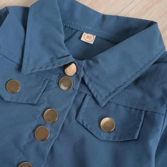 Little Girls Spring Outfits Long Sleeve Shirt + Mini Skirt