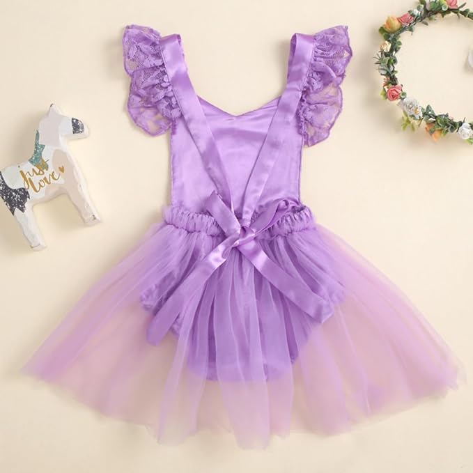 Lace bodysuit with tulle tutu for baby girl - G0078