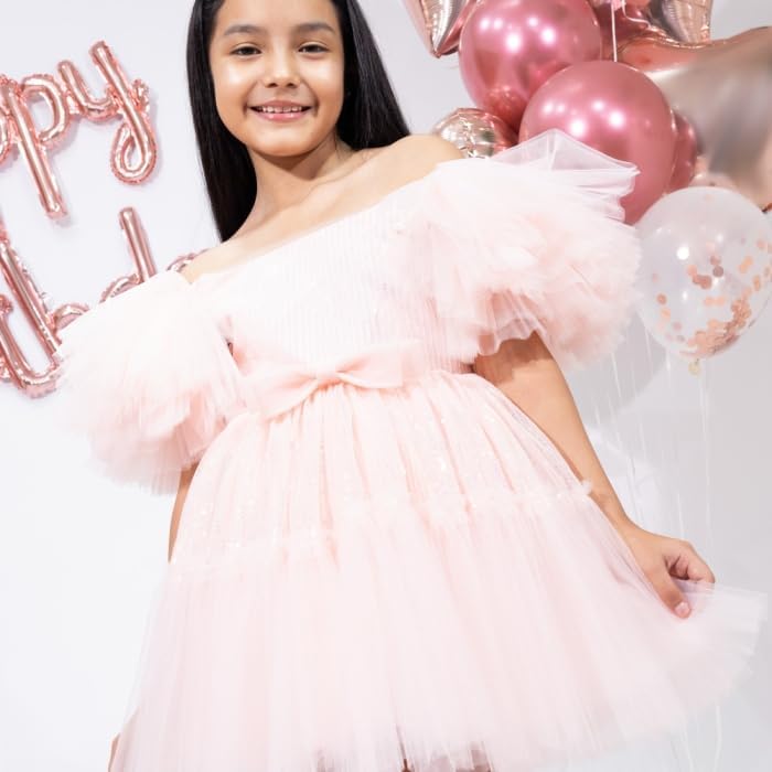 Girls Thanksgiving Dress with mesh Tutu Skirt and Puffed Fly Sleeve - G0066