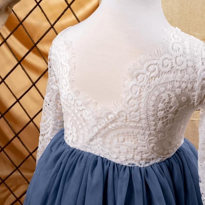 Party Flower Girl Dress with Lace Back A-Line Straight - Fall Dress G0100