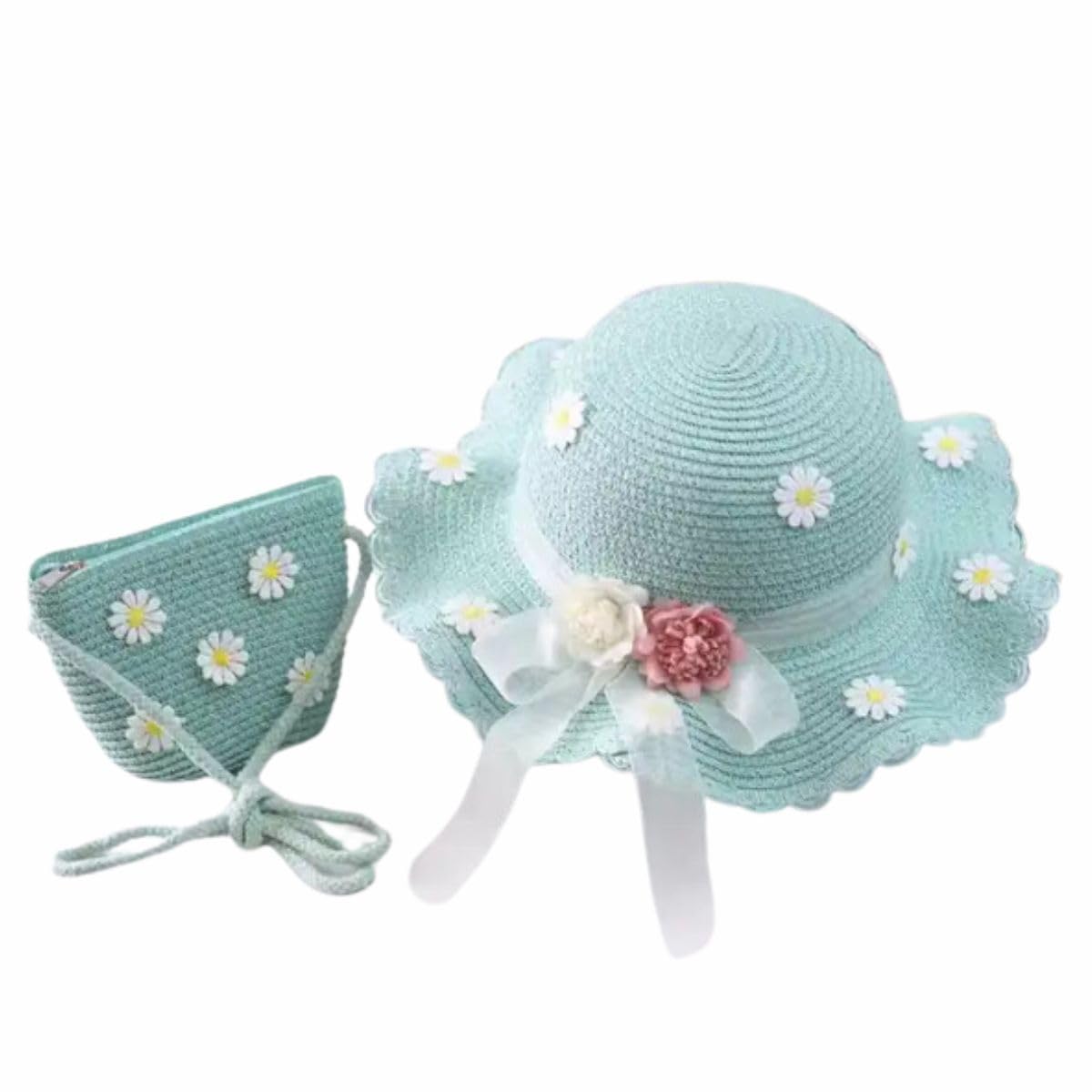 Braided Straw hat and Bag for Girls Summer 2024