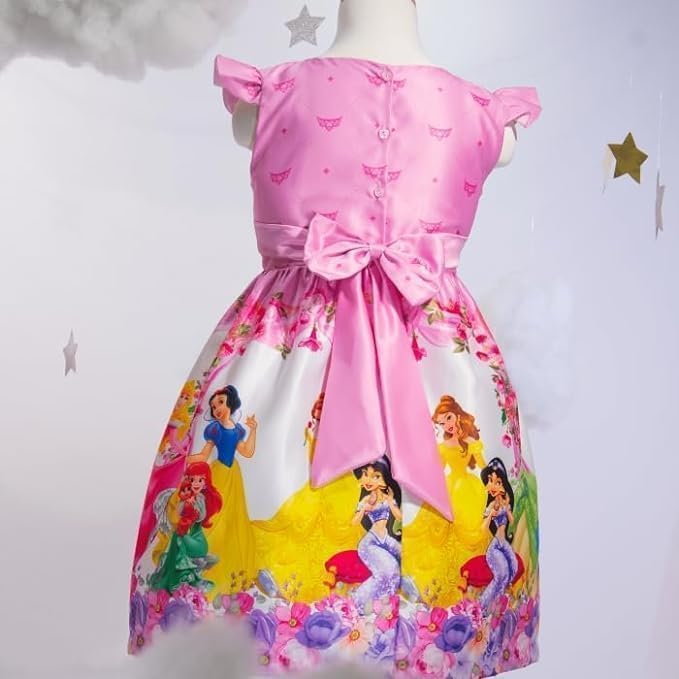 Girl's Princess Themed Pink Dress Knee-Lenght Sleeveless - G0048