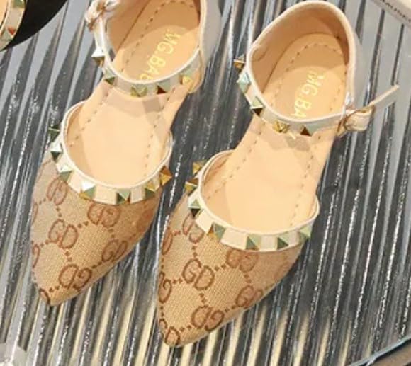 Girl's Princess Flats Ankle Strap Dress Shoes - S0027