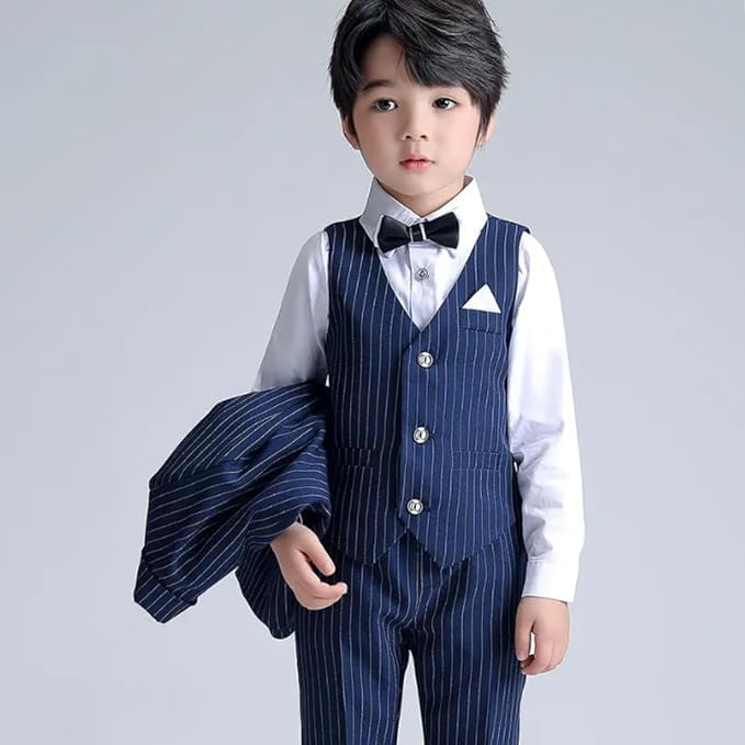 Boys' Pinstripe Suit with Bow Tie - B0021