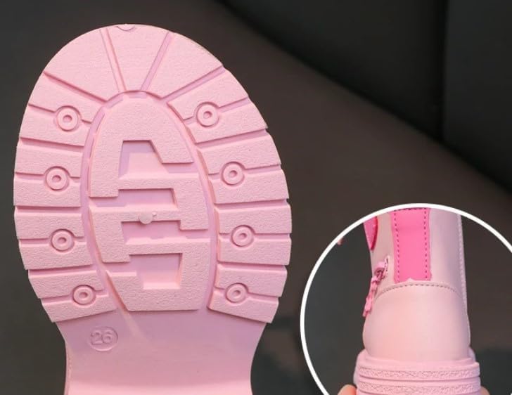 Little Girls Winter Boots Soft Sole Side Zip Heart Design Combat Boots - S0055