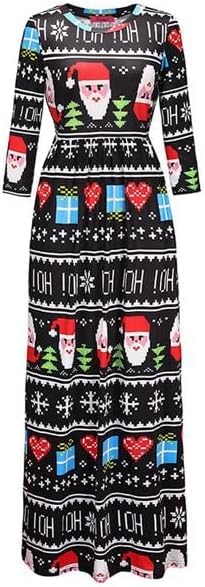 Women's Christmas Long Lenght Dress Long Sleeves Winter Outfit
