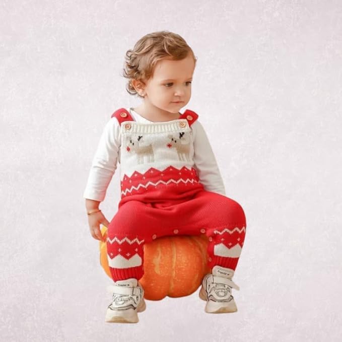 Baby's Christmas Reindeer Knit Romper - B0005