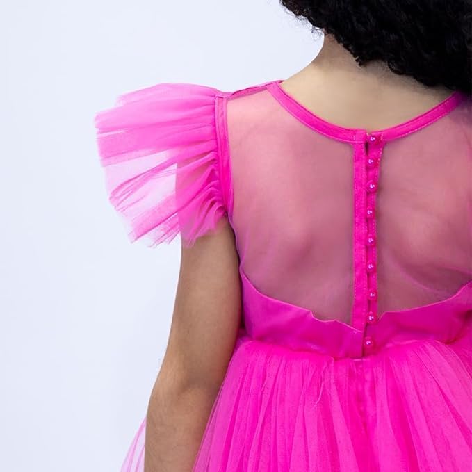 Tulle Tutu Girl Dress with Princess Sleeves - G0131