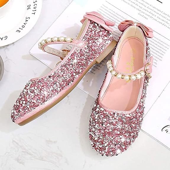 Girl's Mary Jane shoes with sequins for weddings - S0025