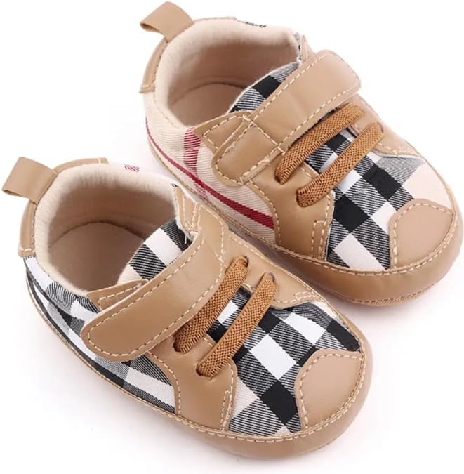 Baby Boys Pre Walker Shoes Anti-Slip Plaid Soft Sole Autumn Spring - S0006