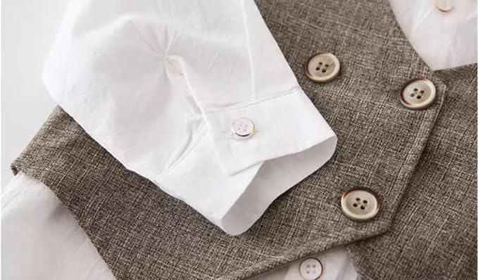 Toddlers Boys 3-Piece Elegant Linen Set Shirt + Vest & Bow Tie - B0031