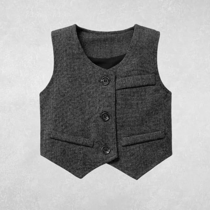 Newborn Boys Wool Set Vest + Pants + Jumpsuit Dress Shirt & Striped Tie - B0026