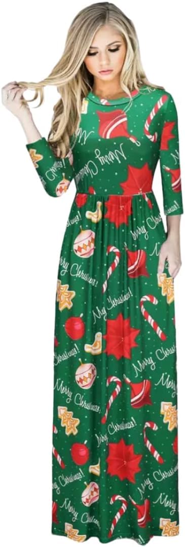 Women's Christmas Long Lenght Dress Long Sleeves Winter Outfit