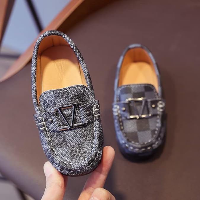 Boys' Plaid Loafers with Buckle Detail