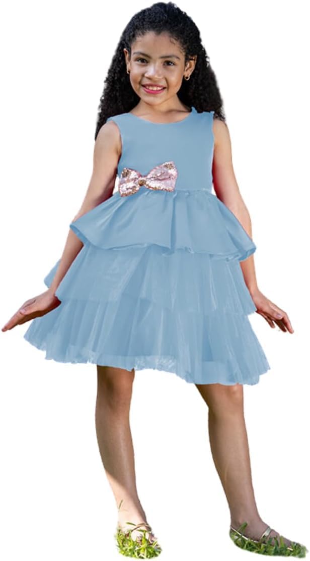 Satin dress and tulle skirt - Fall dresses for girls' birthdays - G0110