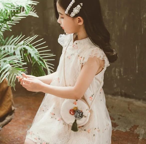 Kimono Dress with Floral Embroidery for Girls - Back to School Clothes G0077