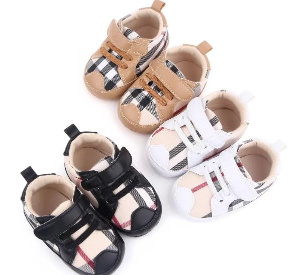 Baby Boys Pre Walker Shoes Anti-Slip Plaid Soft Sole Autumn Spring - S0006