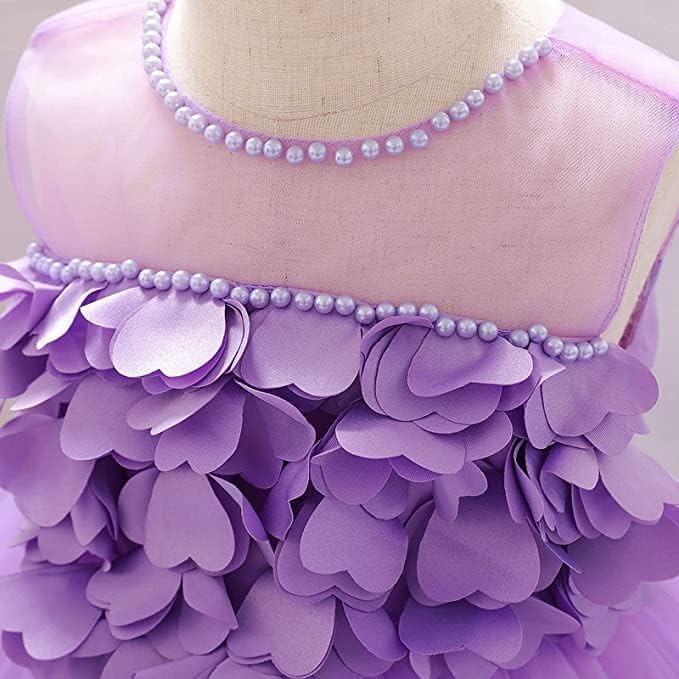 Birthday Tulle Dress for Baby with Flowers and Pearl appliqués - G0019