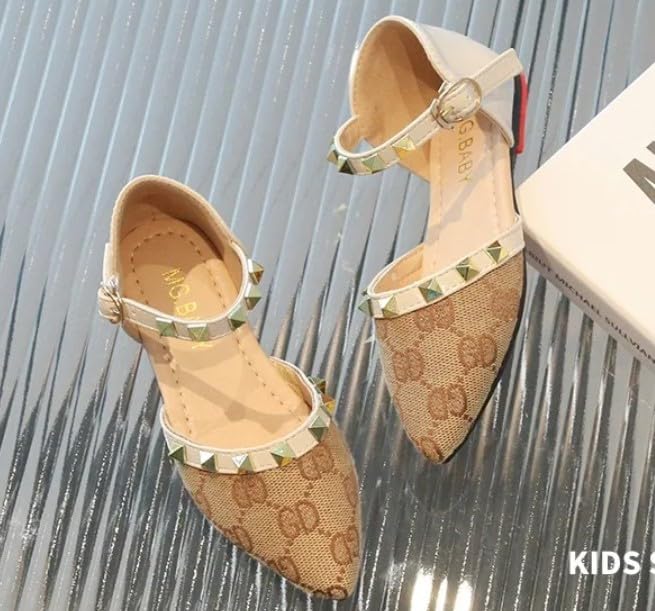 Girl's Princess Flats Ankle Strap Dress Shoes - S0027