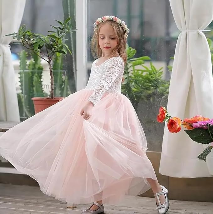Party Flower Girl Dress with Lace Back A-Line Straight - Fall Dress G0100