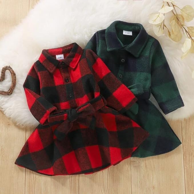 Winter Plaid Dress for Girls Special for Holidays G0137